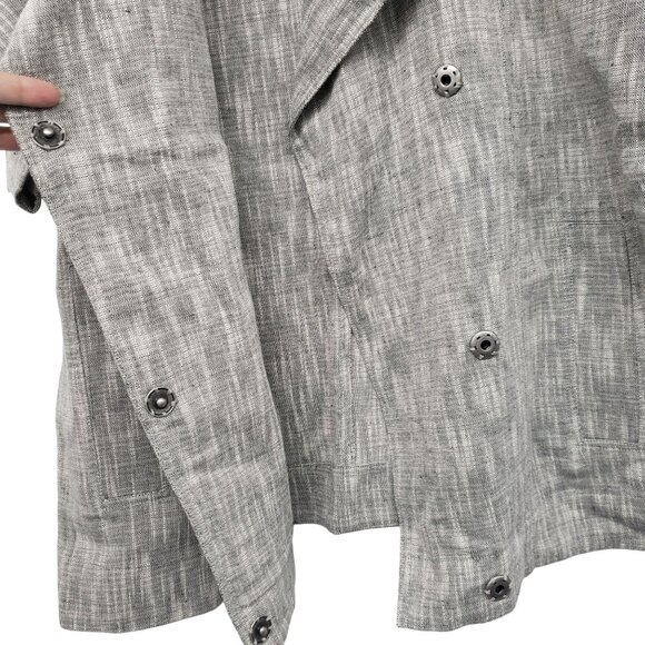 Eileen Fisher Gray Short Sleeve Lagenlook Jacket Cotton Linen Blend Artsy Chic - Picture 11 of 13